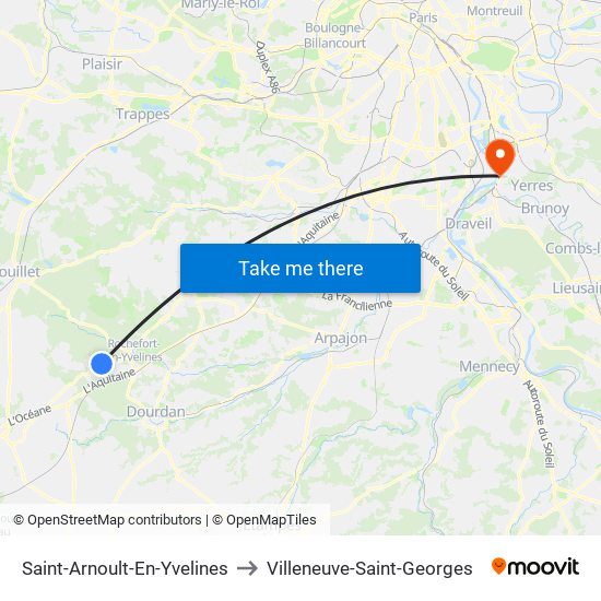 Saint-Arnoult-En-Yvelines to Villeneuve-Saint-Georges map