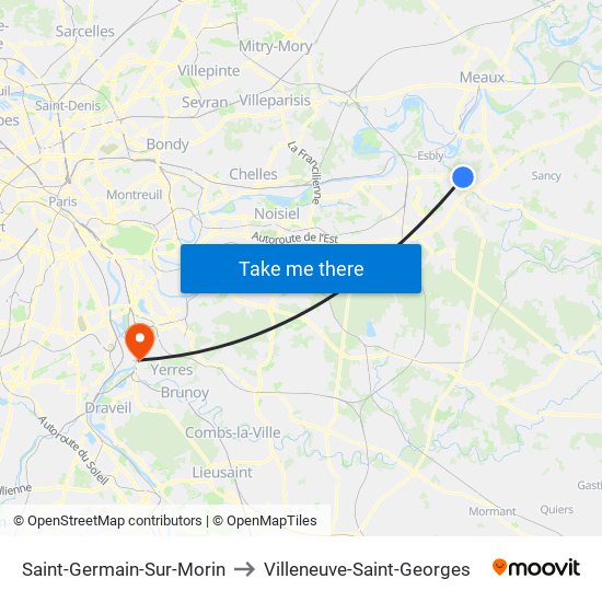 Saint-Germain-Sur-Morin to Villeneuve-Saint-Georges map