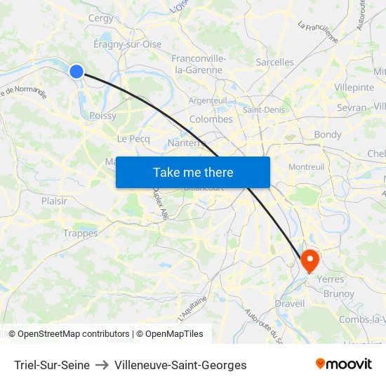 Triel-Sur-Seine to Villeneuve-Saint-Georges map