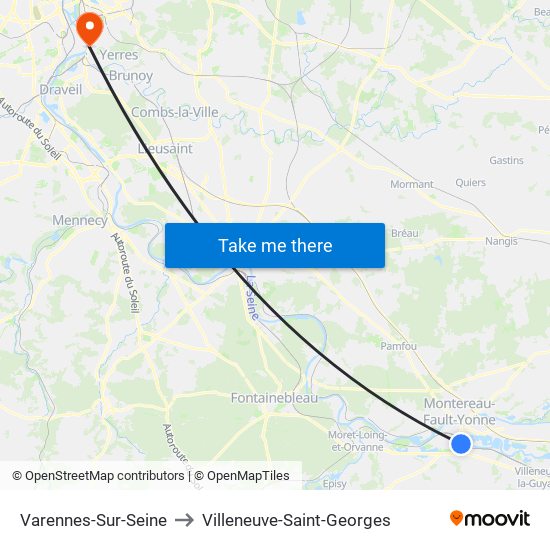Varennes-Sur-Seine to Villeneuve-Saint-Georges map