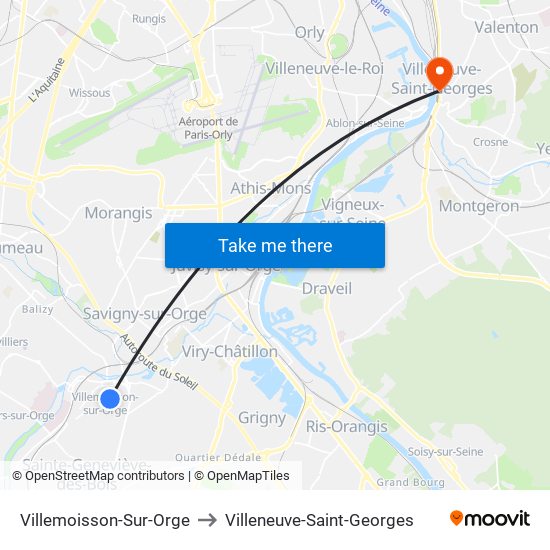 Villemoisson-Sur-Orge to Villeneuve-Saint-Georges map