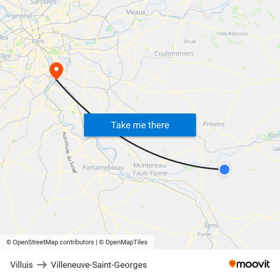 Villuis to Villeneuve-Saint-Georges map