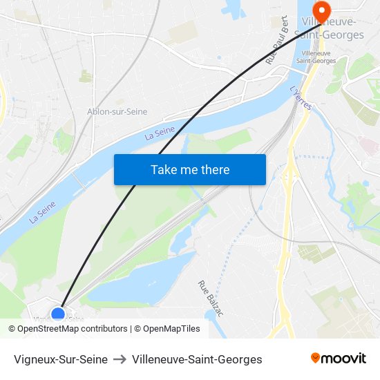 Vigneux-Sur-Seine to Villeneuve-Saint-Georges map