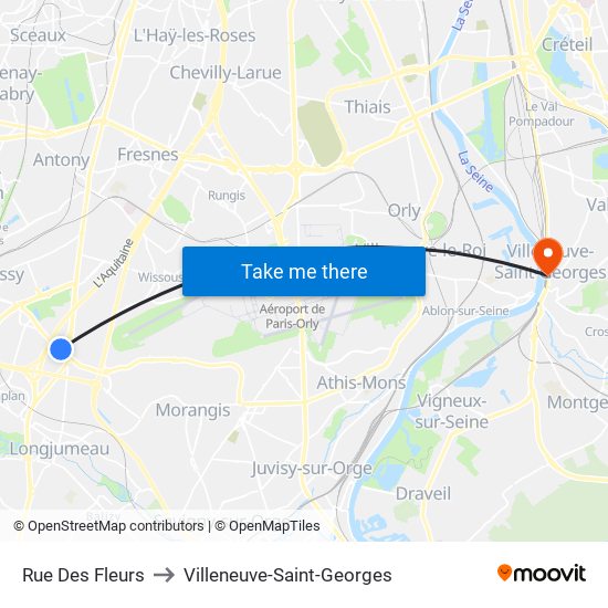Rue Des Fleurs to Villeneuve-Saint-Georges map