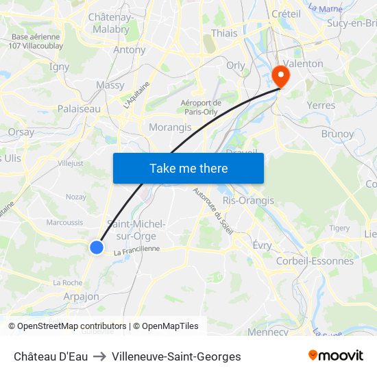 Château D'Eau to Villeneuve-Saint-Georges map