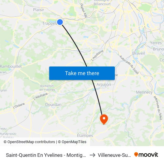 Saint-Quentin En Yvelines - Montigny-Le-Bretonneux to Villeneuve-Sur-Auvers map