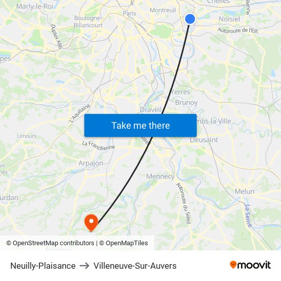 Neuilly-Plaisance to Villeneuve-Sur-Auvers map