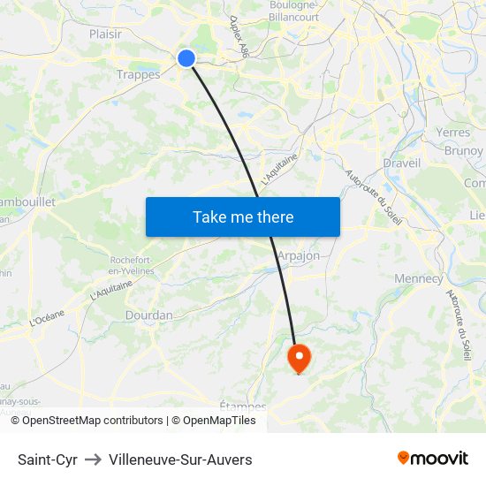 Saint-Cyr to Villeneuve-Sur-Auvers map