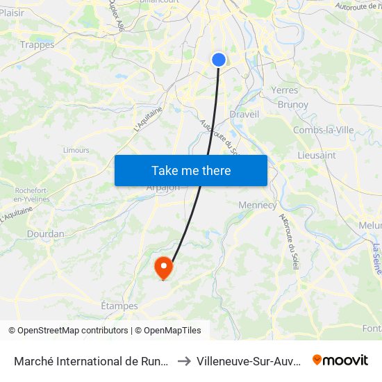 Marché International de Rungis to Villeneuve-Sur-Auvers map