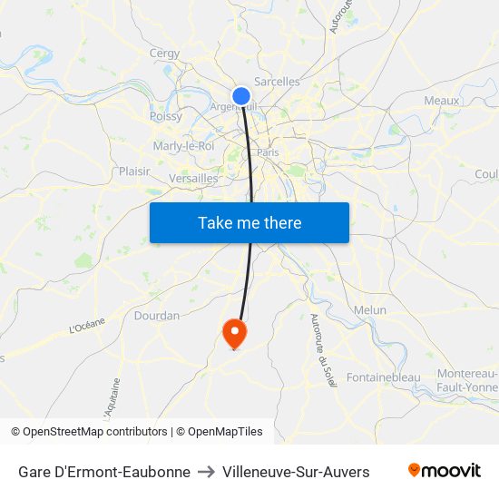 Gare D'Ermont-Eaubonne to Villeneuve-Sur-Auvers map