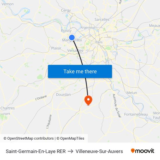 Saint-Germain-En-Laye RER to Villeneuve-Sur-Auvers map
