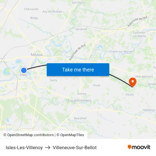 Isles-Les-Villenoy to Villeneuve-Sur-Bellot map
