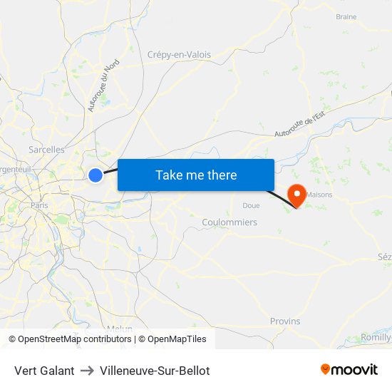 Vert Galant to Villeneuve-Sur-Bellot map