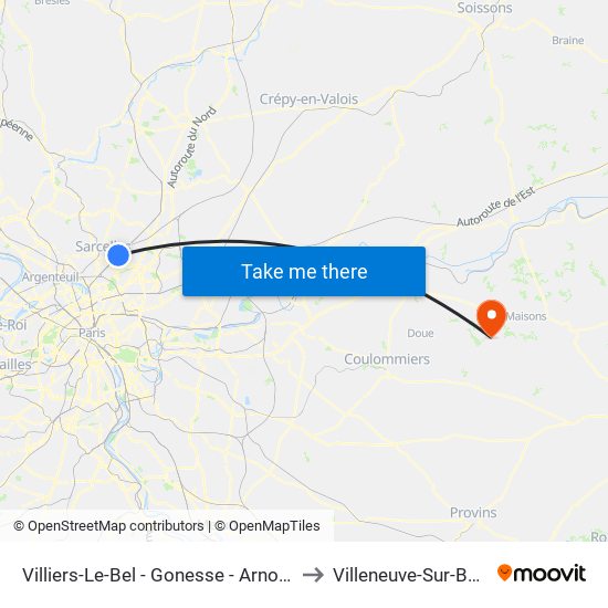 Villiers-Le-Bel - Gonesse - Arnouville to Villeneuve-Sur-Bellot map