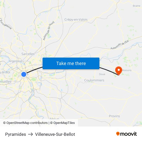 Pyramides to Villeneuve-Sur-Bellot map