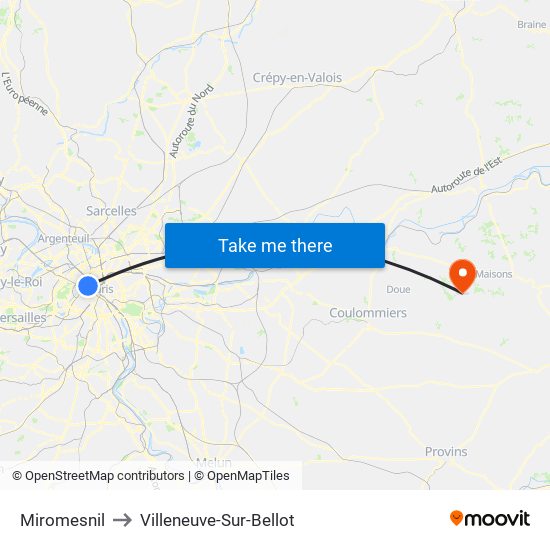 Miromesnil to Villeneuve-Sur-Bellot map
