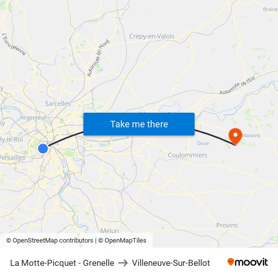 La Motte-Picquet - Grenelle to Villeneuve-Sur-Bellot map