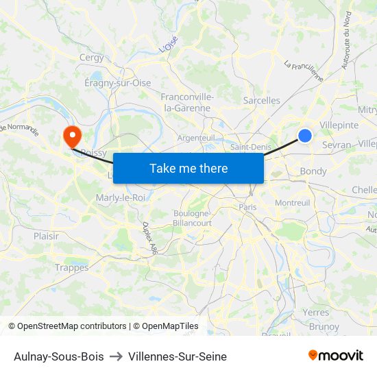 Aulnay-Sous-Bois to Villennes-Sur-Seine map