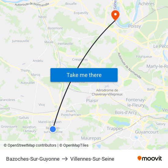 Bazoches-Sur-Guyonne to Villennes-Sur-Seine map