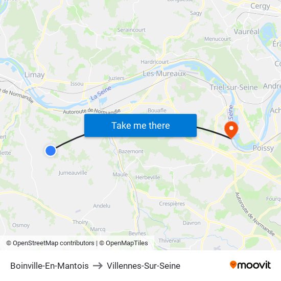 Boinville-En-Mantois to Villennes-Sur-Seine map
