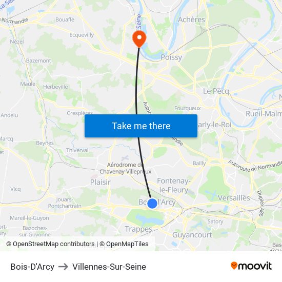 Bois-D'Arcy to Villennes-Sur-Seine map
