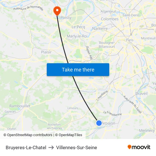 Bruyeres-Le-Chatel to Villennes-Sur-Seine map