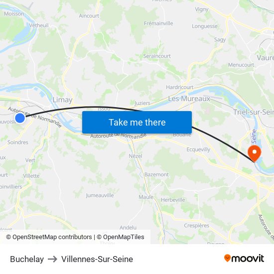 Buchelay to Villennes-Sur-Seine map