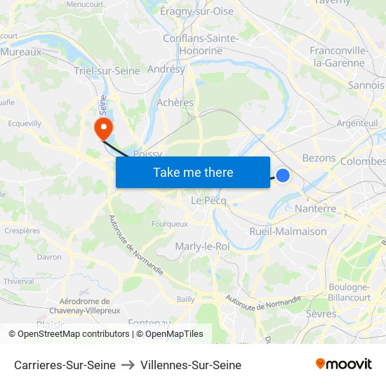 Carrieres-Sur-Seine to Villennes-Sur-Seine map