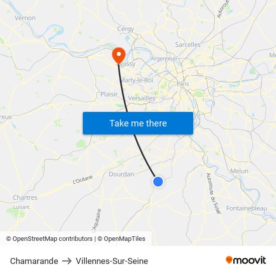 Chamarande to Villennes-Sur-Seine map