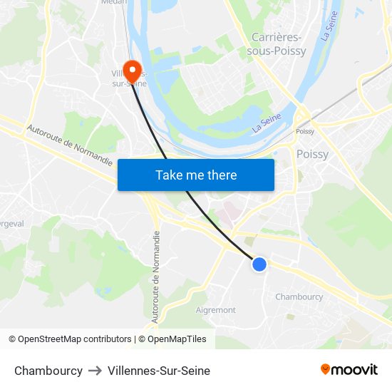 Chambourcy to Villennes-Sur-Seine map