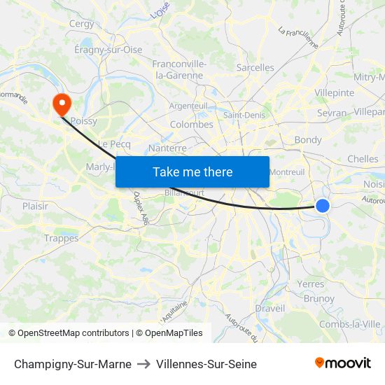 Champigny-Sur-Marne to Villennes-Sur-Seine map