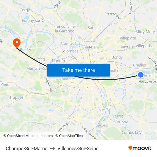 Champs-Sur-Marne to Villennes-Sur-Seine map