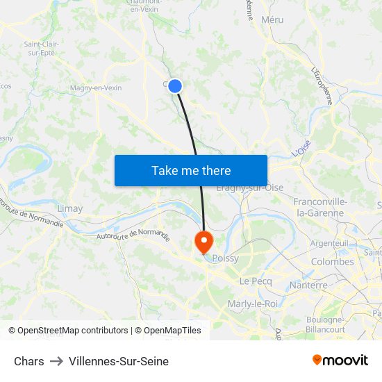 Chars to Villennes-Sur-Seine map