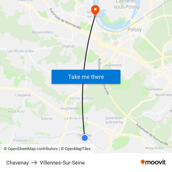 Chavenay to Villennes-Sur-Seine map