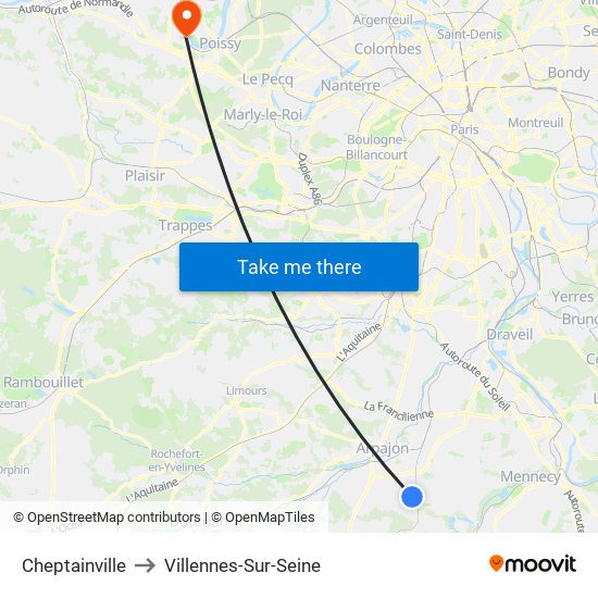 Cheptainville to Villennes-Sur-Seine map