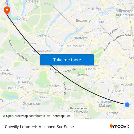 Chevilly-Larue to Villennes-Sur-Seine map