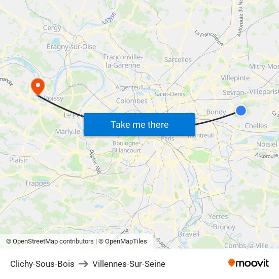 Clichy-Sous-Bois to Villennes-Sur-Seine map