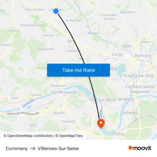 Commeny to Villennes-Sur-Seine map