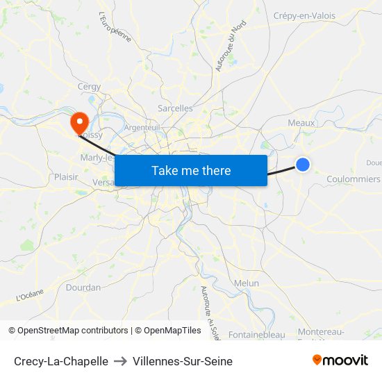 Crecy-La-Chapelle to Villennes-Sur-Seine map