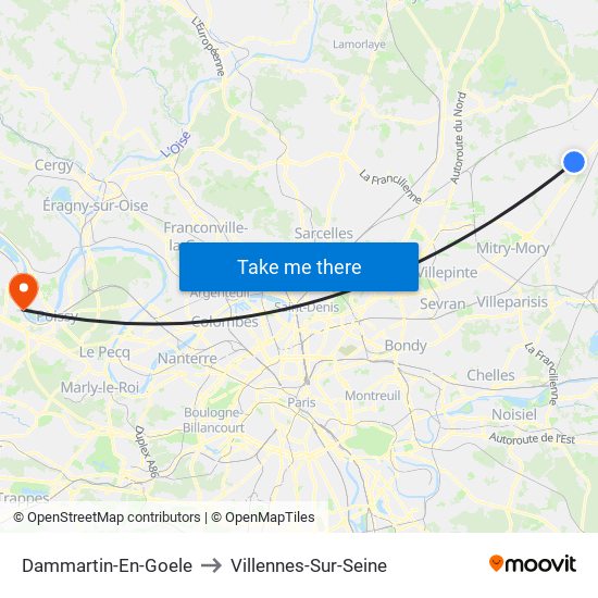 Dammartin-En-Goele to Villennes-Sur-Seine map