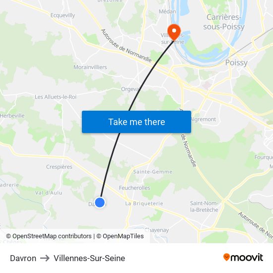 Davron to Villennes-Sur-Seine map
