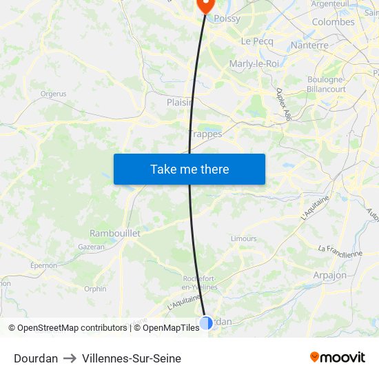 Dourdan to Villennes-Sur-Seine map