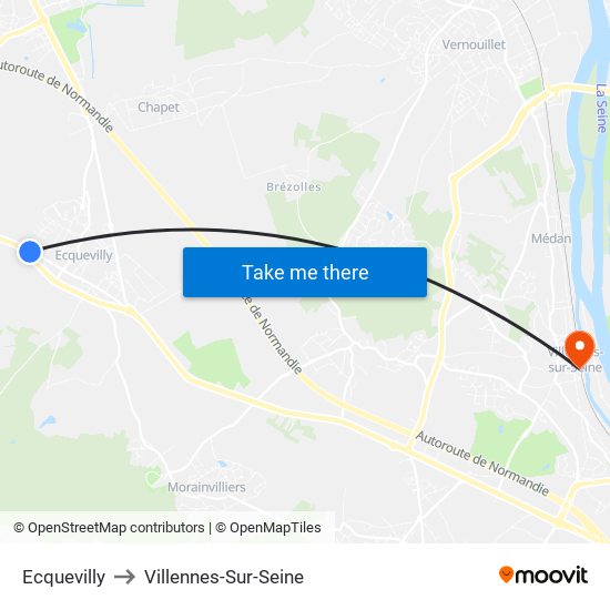 Ecquevilly to Villennes-Sur-Seine map