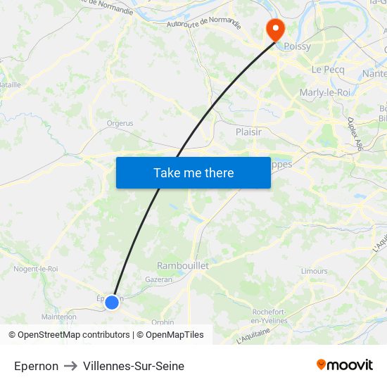 Epernon to Villennes-Sur-Seine map