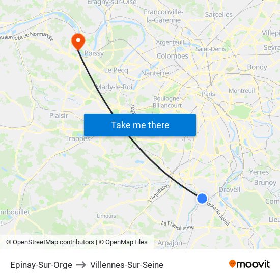 Epinay-Sur-Orge to Villennes-Sur-Seine map