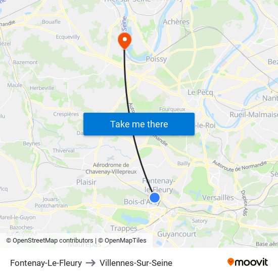 Fontenay-Le-Fleury to Villennes-Sur-Seine map