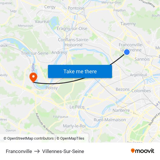 Franconville to Villennes-Sur-Seine map