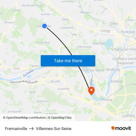 Fremainville to Villennes-Sur-Seine map
