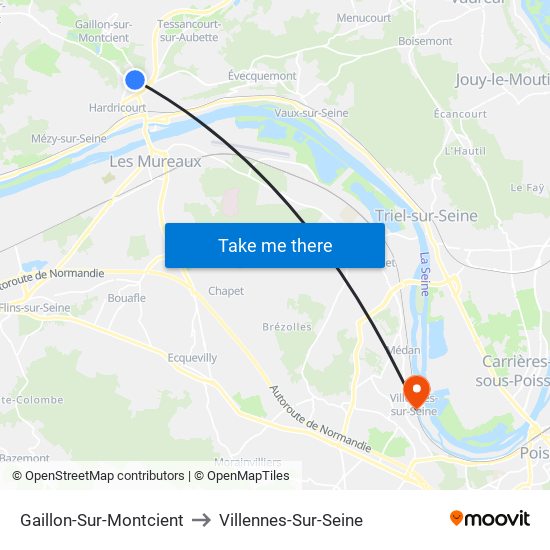 Gaillon-Sur-Montcient to Villennes-Sur-Seine map