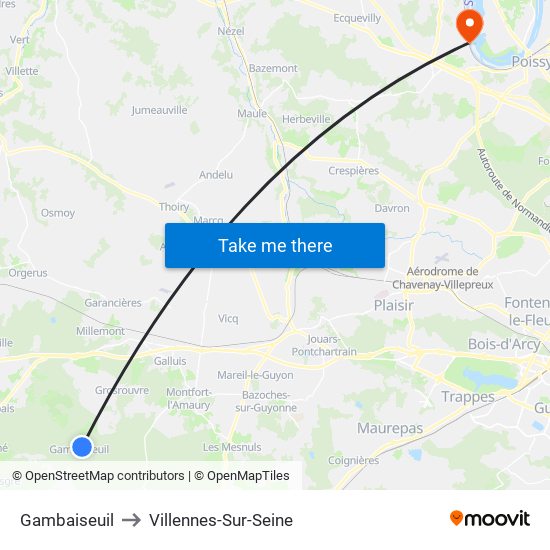 Gambaiseuil to Villennes-Sur-Seine map